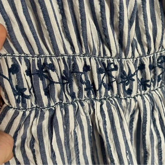Banana Republic Striped Off-Shoulder Blue + White Cottagecore Lined Dress sz XL - Picture 2 of 6